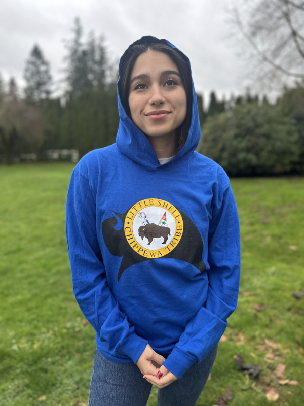 Little Shell Bison Hooded Long Sleeve Shirt