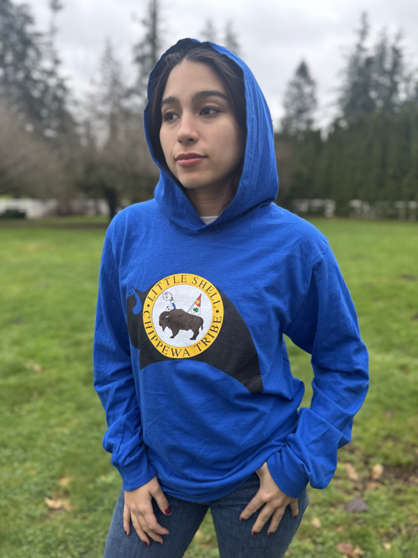 Little Shell Bison Hooded Long Sleeve Shirt